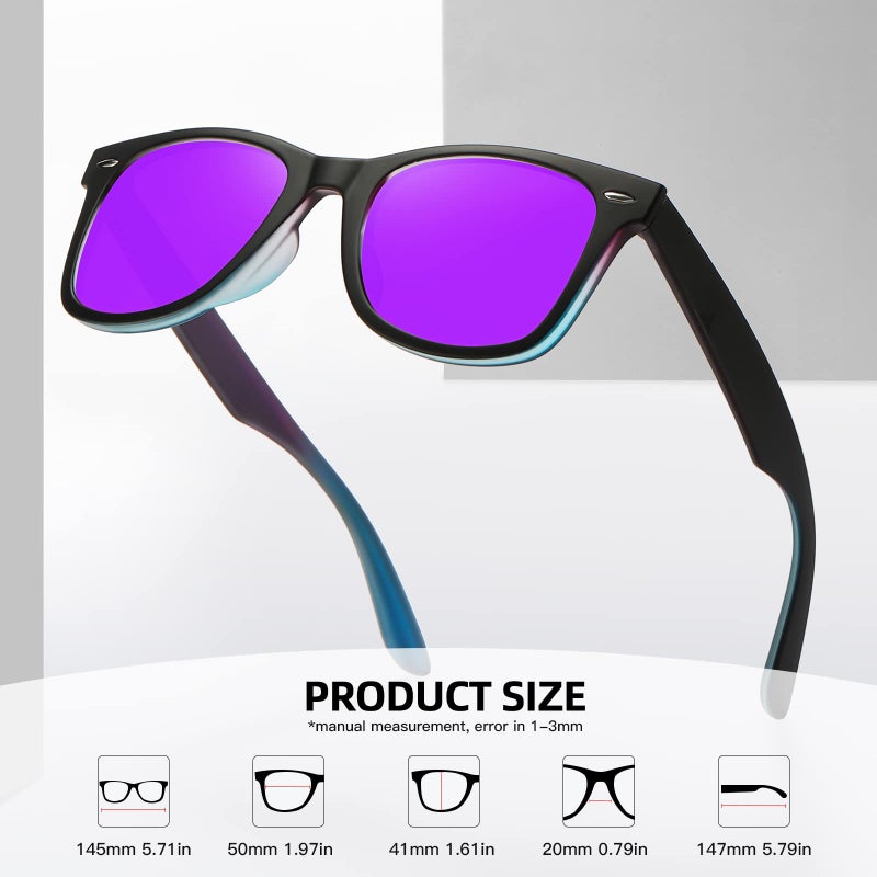 MEETSUN Polarized Sunglasses for Men Women Classic Retro Square Driving Sun Glasses UV400 Protection Gradient Purple - Image 3